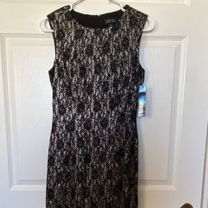 Black & Gold Lace Detailed Tahari Party Dress